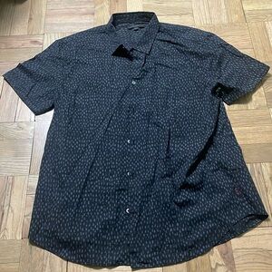 Varvatos men’s shirt sleeved summer shirt black with small print size XL